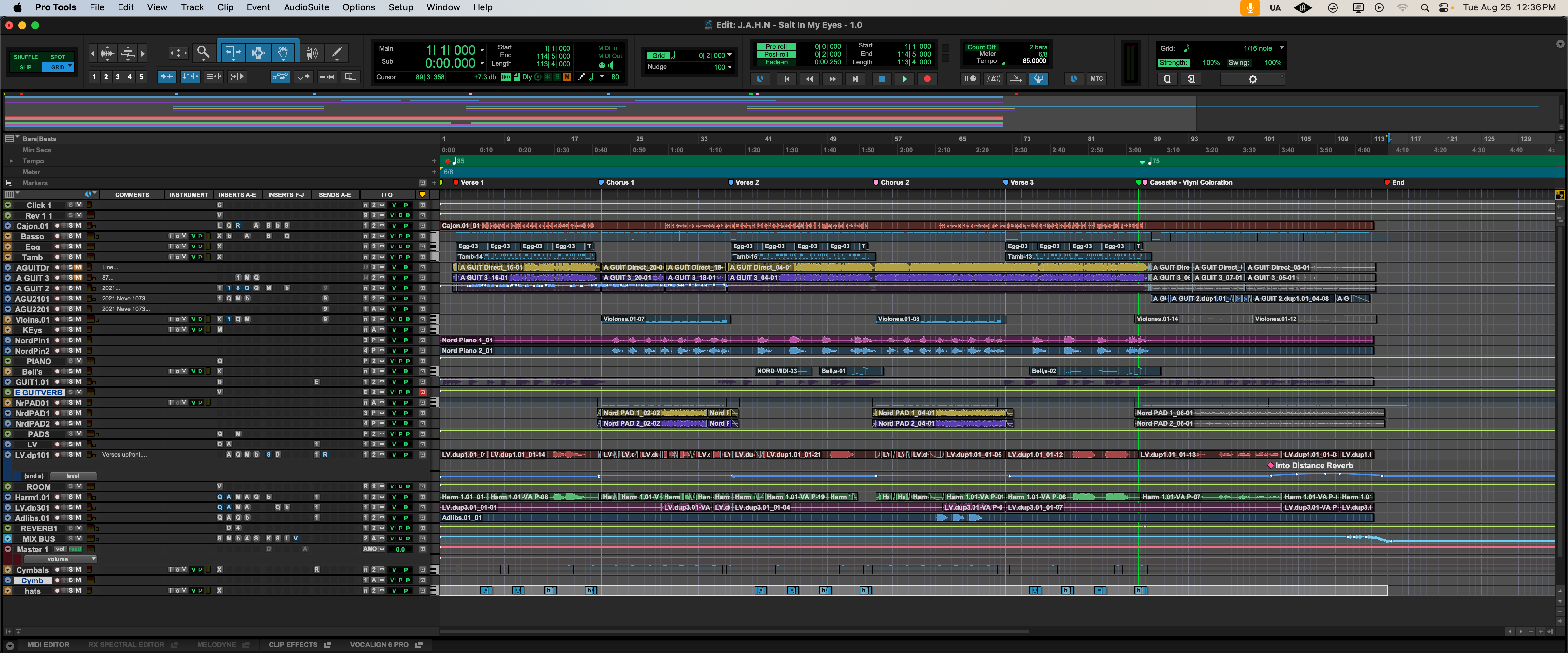 Pro Tools class session view