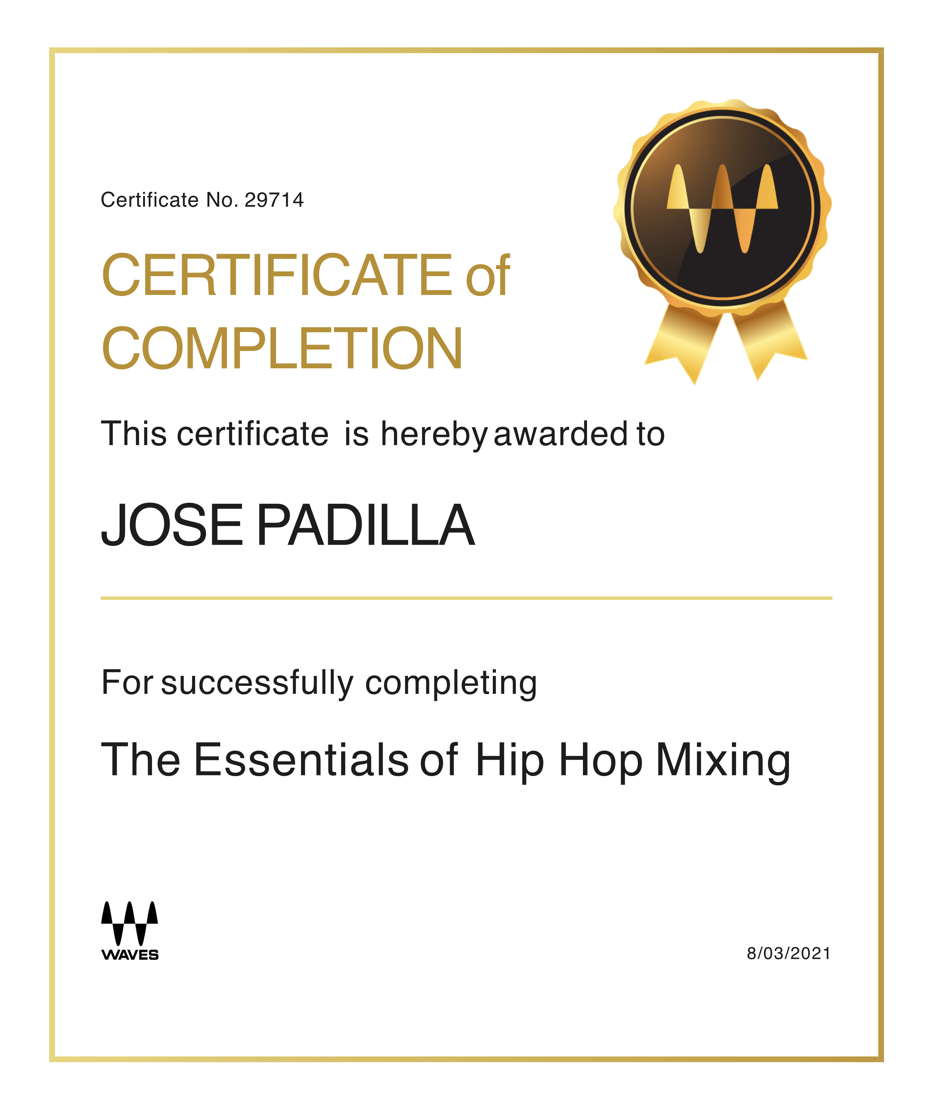 Waves Essentials of Hip Hop Mixing Certification